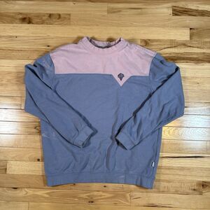Quiksilver Women's Blue/Pink Oversized Sweatshirt Size Small Y2K - Bleach Marks